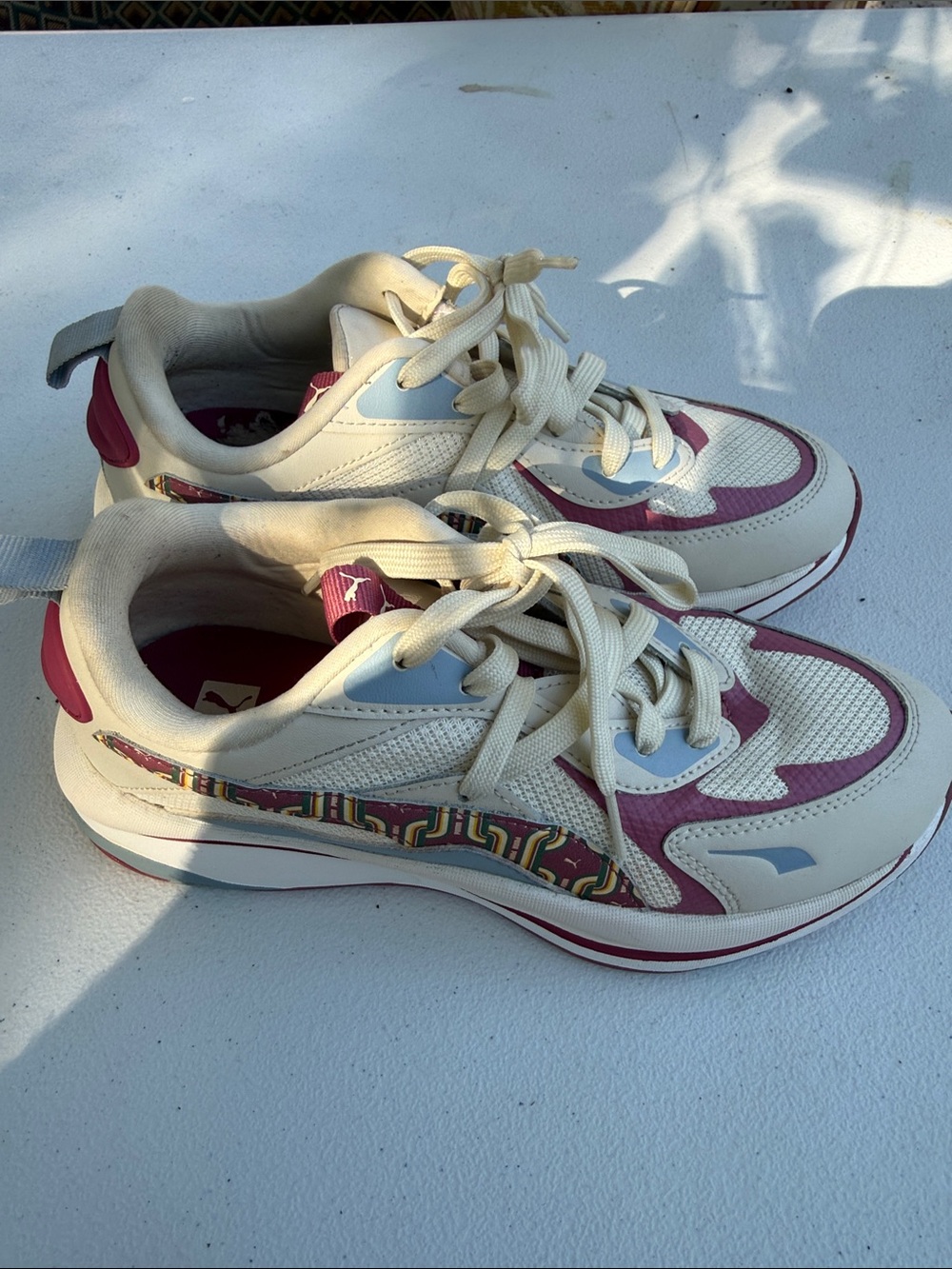 Women’s Puma Cream and Pink Fashion Sneakers